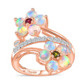 Premium Ethiopian Welo Opal and Multi Gemstone Ring in Vermeil Rose Gold Over Sterling Silver (Size 10.0) 2.15 ctw - Sticky add to cart bar