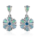 Ethiopian Welo Opal and Malgache Neon Apatite Floral Earrings in Platinum Over Sterling Silver 1.60 ctw - Sticky add to cart bar