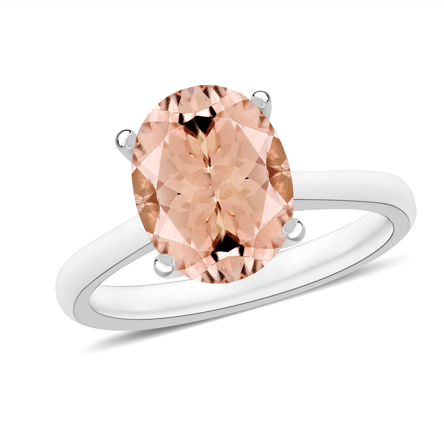 Premium Marropino Morganite Solitaire Ring in Platinum Over Sterling Silver (Size 10.0) 2.40 ctw