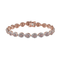 Luxoro 10K Rose Gold Natural Pink and White Diamond (I3-G-H)Bracelet (7.25 In) 10 Grams 2.50 ctw