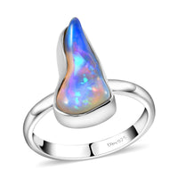 Artisan Crafted Rough Cut Ethiopian Welo Opal Solitaire Ring in Sterling Silver (Size 8.0) 2.15 ctw