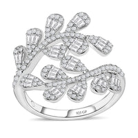 GP Diamond Bypass Ring in Platinum Over Sterling Silver (Size 10.0) 1.00 ctw
