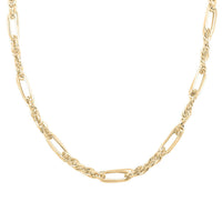 Figaro Fancy Italian 10K Yellow Gold Necklace 18-20 Inches 10.29 Grams