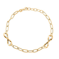 Infinito Link Italian 10K Yellow Gold 6.3mm Chain Bracelet (7.0-8.0In) 2.15 Grams