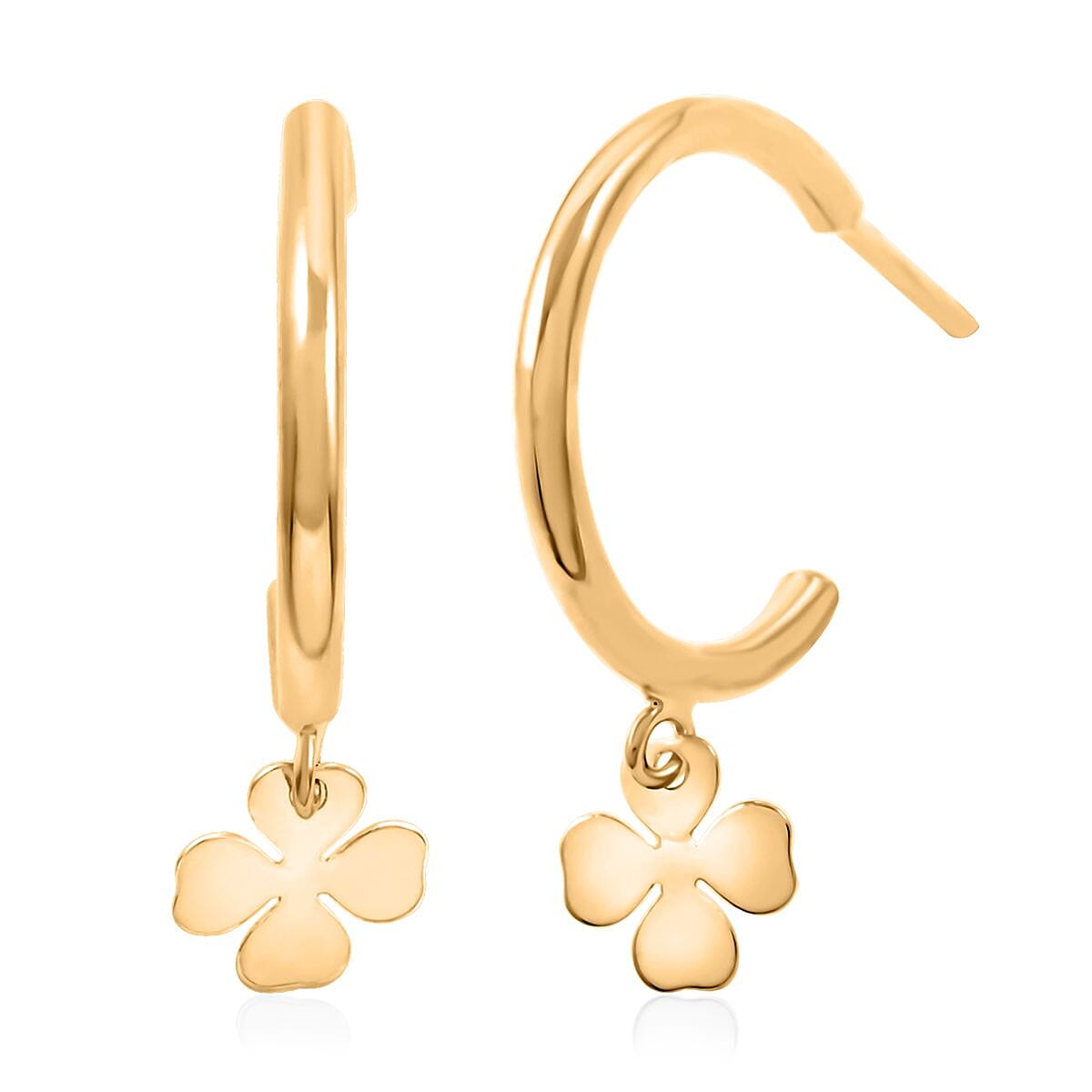 Quadrifoglio Italian 10K Yellow Gold Earrings 0.95 Grams