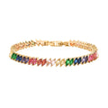 Simulated Multi Color Diamond Bracelet in Goldtone (7.50 In) 15.00 ctw - Sticky add to cart bar