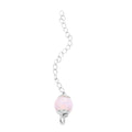 Pink Glass Magnetic Lock 2Inch Extender Chain with 5mm Ring Lock in Rhodium Over Sterling Silver - Sticky add to cart bar