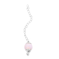 Pink Glass Magnetic Lock 2Inch Extender Chain with 5mm Ring Lock in Rhodium Over Sterling Silver