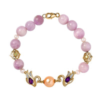 South Sea Golden Pearl and Multi Gemstone Adjustable Bracelet in Vermeil Yellow Gold Over Sterling Silver 49.85 ctw