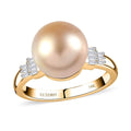 Luxoro 14K Yellow Gold South Sea Golden Pearl 11-12mm and I2 Diamond Ring (Size 10.0) 0.12 ctw - Sticky add to cart bar