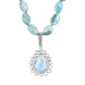 Artisan Crafted Larimar and Polki Diamond 147.10 ctw Tears of the Tide Necklace 18-20 Inches in Platinum Over Sterling Silver - Sticky add to cart bar