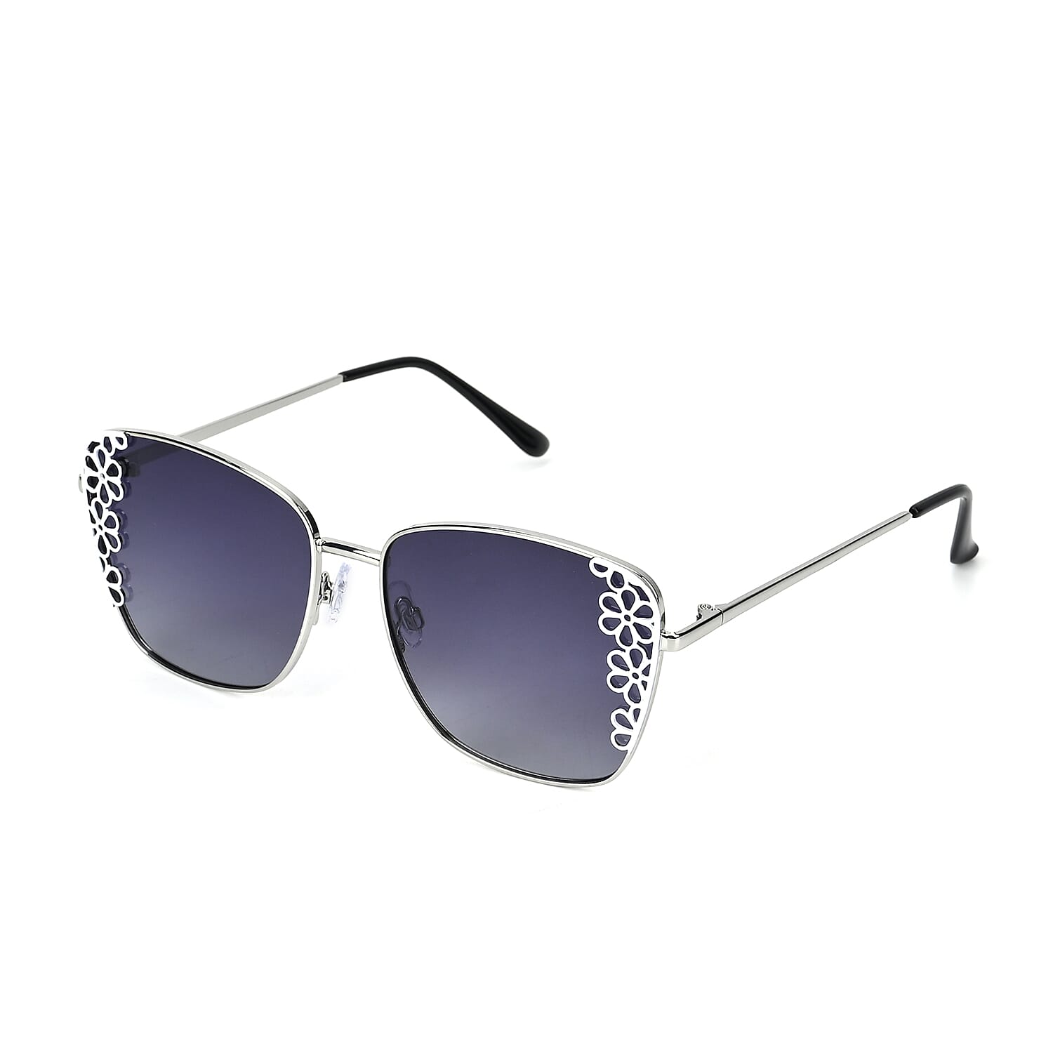 Flower Design UV400 Polarized Sunglass with Storage Bag- Gray
