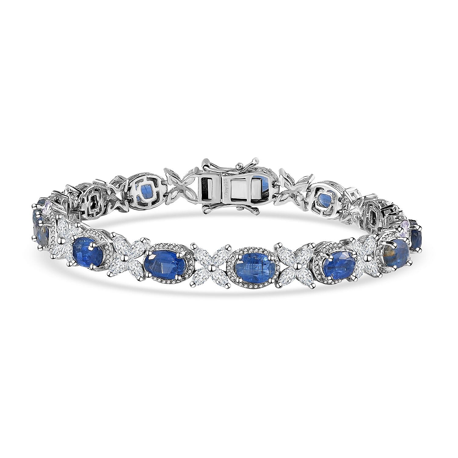 TLV Kyanite, White Topaz Bracelet in Platinum Over Sterling Silver (7.25 In) 19.40 ctw