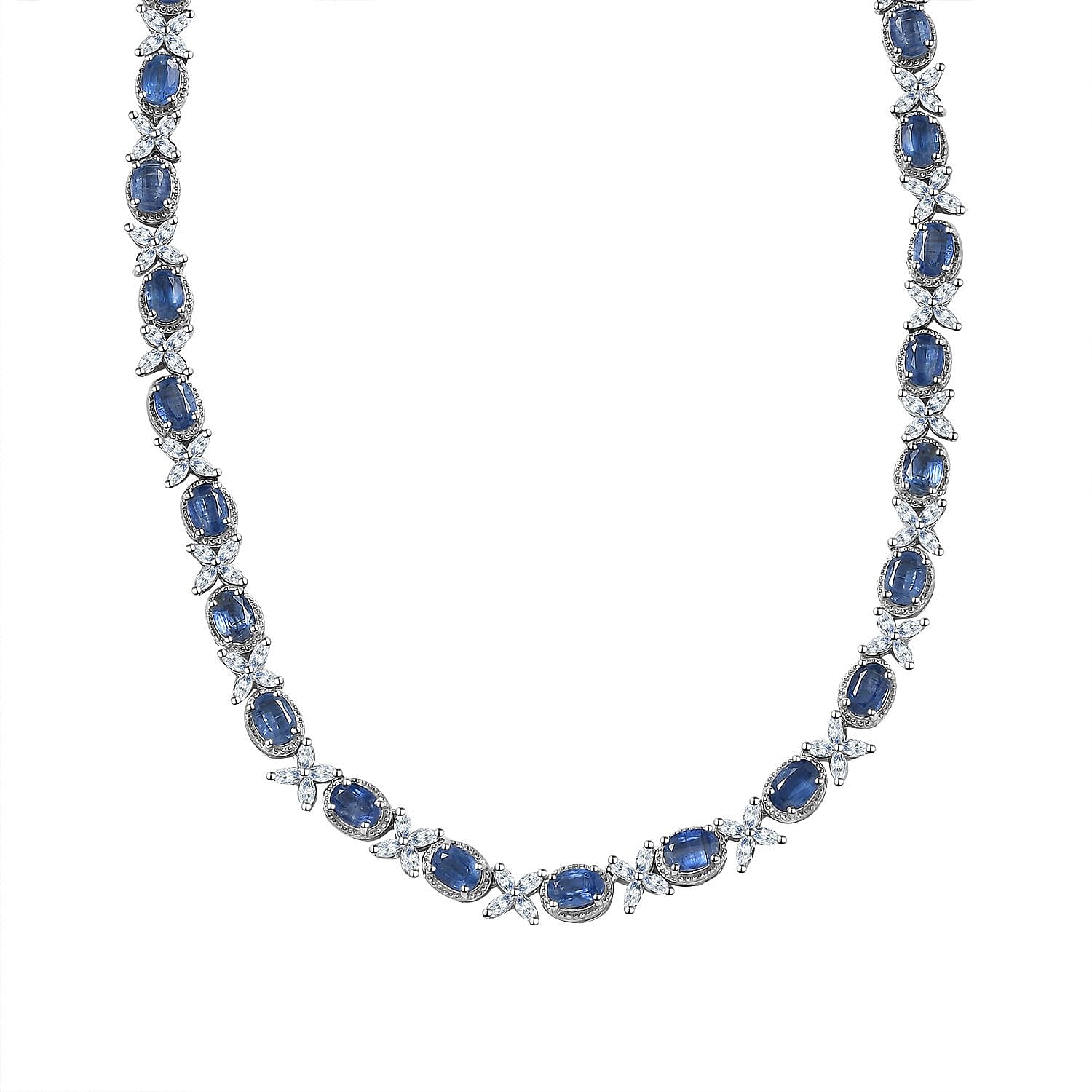 TLV Kyanite, White Topaz Necklace (18 Inches) in Platinum Over Sterling Silver 42.75 ctw