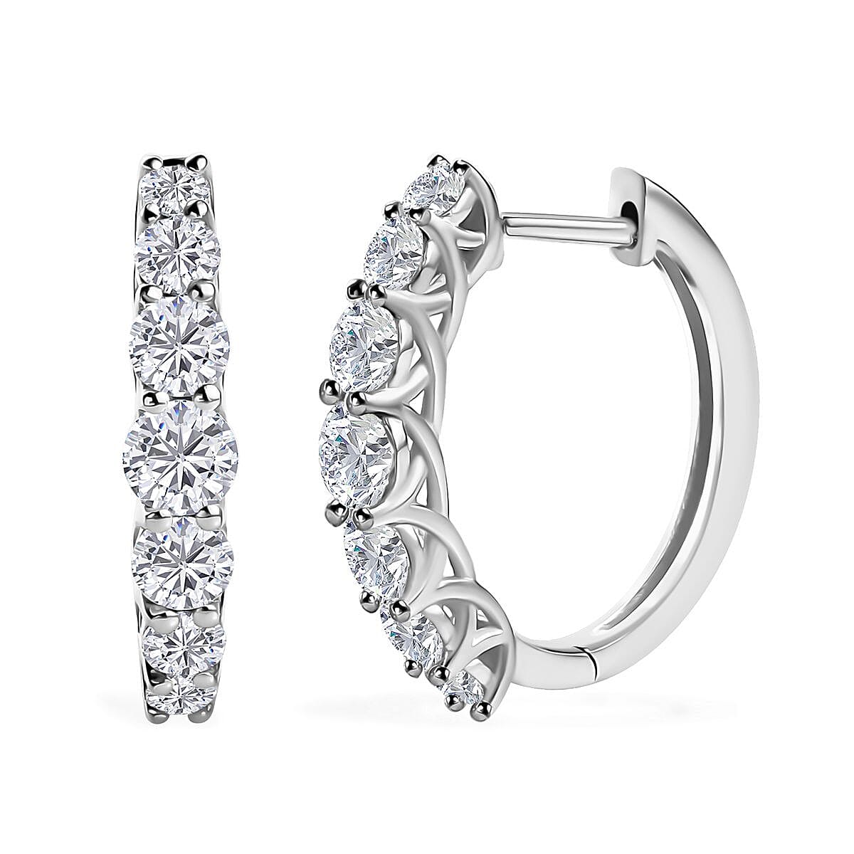 Moissanite Royal Hoop Earrings in Sterling Silver