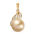 Luxoro 14K Yellow Gold South Sea Golden Pearl 12-13mm and I2 Diamond Pendant 0.14 ctw - Sticky add to cart bar
