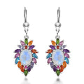 Premium Rainbow Moonstone and Multi Gemstone Earrings in Platinum Over Sterling Silver 7.10 ctw - Sticky add to cart bar