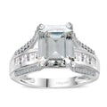 TLV Moissanite (Oct 10x8mm) Bridge Ring in Platinum Over Sterling Silver (Size 10.0) 4.20 ctw - Sticky add to cart bar