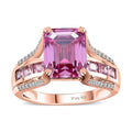 TLV Pink Moissanite (Oct 10x8mm), Multi Gemstone Bridge Ring in Vermeil RG Over Sterling Silver (Size 10.0) 5.50 ctw - Sticky add to cart bar