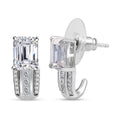 TLV Moissanite (Oct 8x6mm) Bridge J- Hoop Earrings in Platinum Over Sterling Silver 3.65 ctw - Sticky add to cart bar