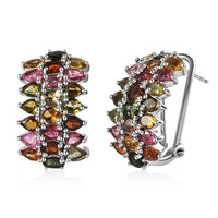 Multi-Tourmaline  Bouquet Earrings in Platinum Over Sterling Silver 7.15 ctw