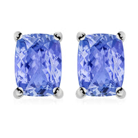 Tanzanite Solitaire Stud Earrings in Platinum Over Sterling Silver 2.10 ctw