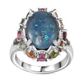 Premium Sleeping Beauty Turquoise, Multi Gemstone Ring in Platinum Over Sterling Silver (Size 10.0) 7.15 ctw - Sticky add to cart bar