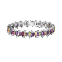 GP Royal Art Deco Collection Multi Gemstone Bracelet in Platinum Over Sterling Silver (6.50 In) 11.30 ctw