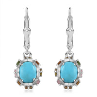 Premium Ethiopian Welo Opal and Multi-Tourmaline Lever Back Earrings in Platinum Over Sterling Silver 6.75 ctw