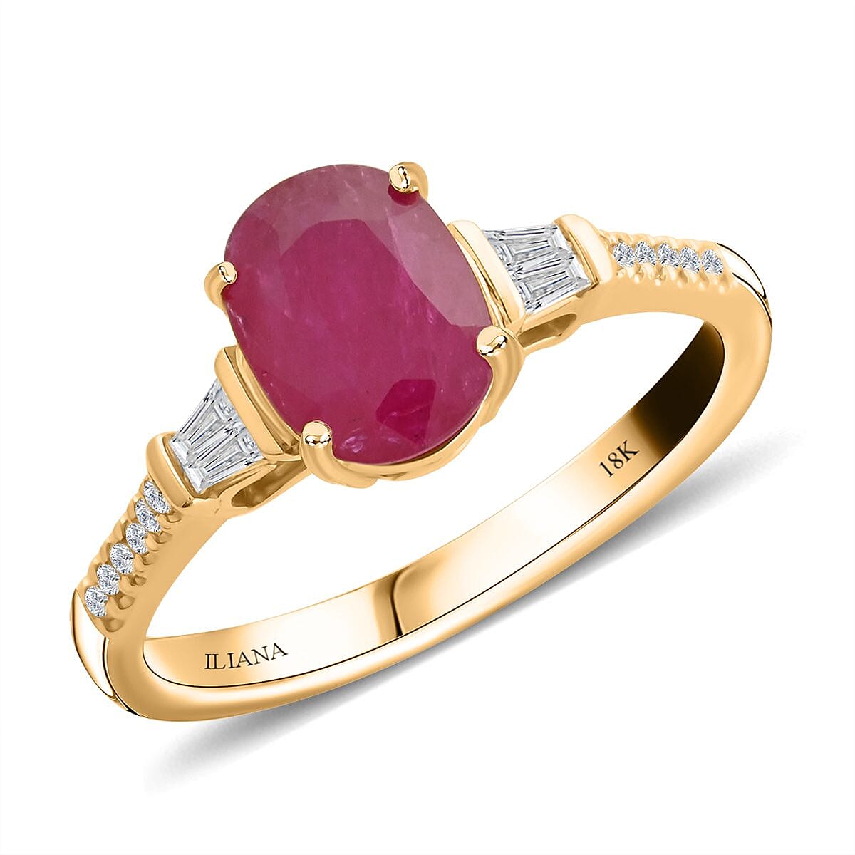 Certified & Appraised Iliana AAA Royal Ruby and G-H SI Diamond 1.60 ctw Ring in 18K Yellow Gold