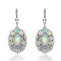 TLV Premium Ethiopian Welo Opal, White Zircon Lever Back Earrings in Platinum Over Sterling Silver 5.25 ctw - Sticky add to cart bar