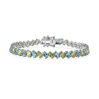 Premium Sava Sphene, Madagascar Paraiba Apatite Bracelet in Platinum Over Sterling Silver (6.50 In) 10.85 ctw