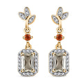 Radiant Cut AAA Turkizite and Multi Gemstone Dangling Earrings in Vermeil Yellow Gold Over Sterling Silver 1.90 ctw - Sticky add to cart bar