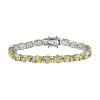 AAA Green Gold Quartz 26.45 ctw Cluster Bracelet in Rhodium Over Sterling Silver (7.5 In) (10.81 g)