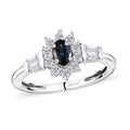 Monte Belo Indicolite and White Zircon Ring in Platinum Over Sterling Silver (Size 10.0) 0.85 ctw - Sticky add to cart bar