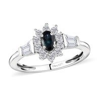 Monte Belo Indicolite and White Zircon Ring in Platinum Over Sterling Silver (Size 10.0) 0.85 ctw