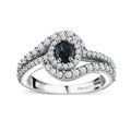 Monte Belo Indicolite and White Zircon Ring in Platinum Over Sterling Silver (Size 10.0) 1.15 ctw - Sticky add to cart bar