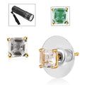 Asscher Cut Mexican Hyalite Opal 1.00 ctw Solitaire Stud Earrings in Vermeil Yellow Gold Over Sterling Silver with Free UV Flash Light - Sticky add to cart bar