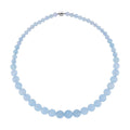 Mangoro Aquamarine 362.00 ctw Beaded Graduation Necklace 20 Inches with Magnetic Clasp in Rhodium Over Sterling Silver - Sticky add to cart bar