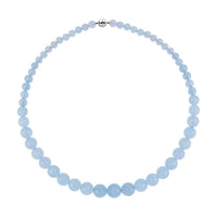 Mangoro Aquamarine 362.00 ctw Beaded Graduation Necklace 20 Inches with Magnetic Clasp in Rhodium Over Sterling Silver
