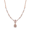 Premium Marropino Morganite and Multi Gemstone Drop Necklace 18-20 Inches in Vermeil Rose Gold Over Sterling Silver 3.00 ctw - Sticky add to cart bar