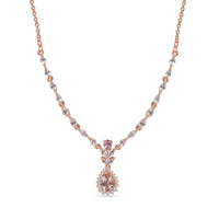 Premium Marropino Morganite and Multi Gemstone Drop Necklace 18-20 Inches in Vermeil Rose Gold Over Sterling Silver 3.00 ctw