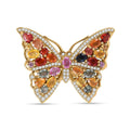Rainbow Sapphire, Multi Gemstone Butterfly Ring in Vermeil YG Over Sterling Silver (Size 10.0) 5.50 ctw - Sticky add to cart bar