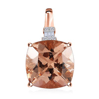 Luxoro 10K Rose Gold Premium Marropino Morganite and G-H I2 Diamond Pendant without Chain 8.00 ctw