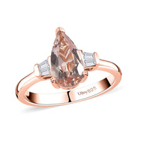 Premium Marropino Morganite and Moissanite Ring in Vermeil Rose Gold Over Sterling Silver (Size 10.0) 1.40 ctw
