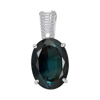Luxoro 14K White Gold AAA Monte Belo Indicolite and G-H I2 Diamond Pendant without Chain 11.50 ctw