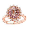 Premium Marropino Morganite and Multi Gemstone Floral Ring in Vermeil Rose Gold Over Sterling Silver (Size 10.0) 1.00 ctw - Sticky add to cart bar