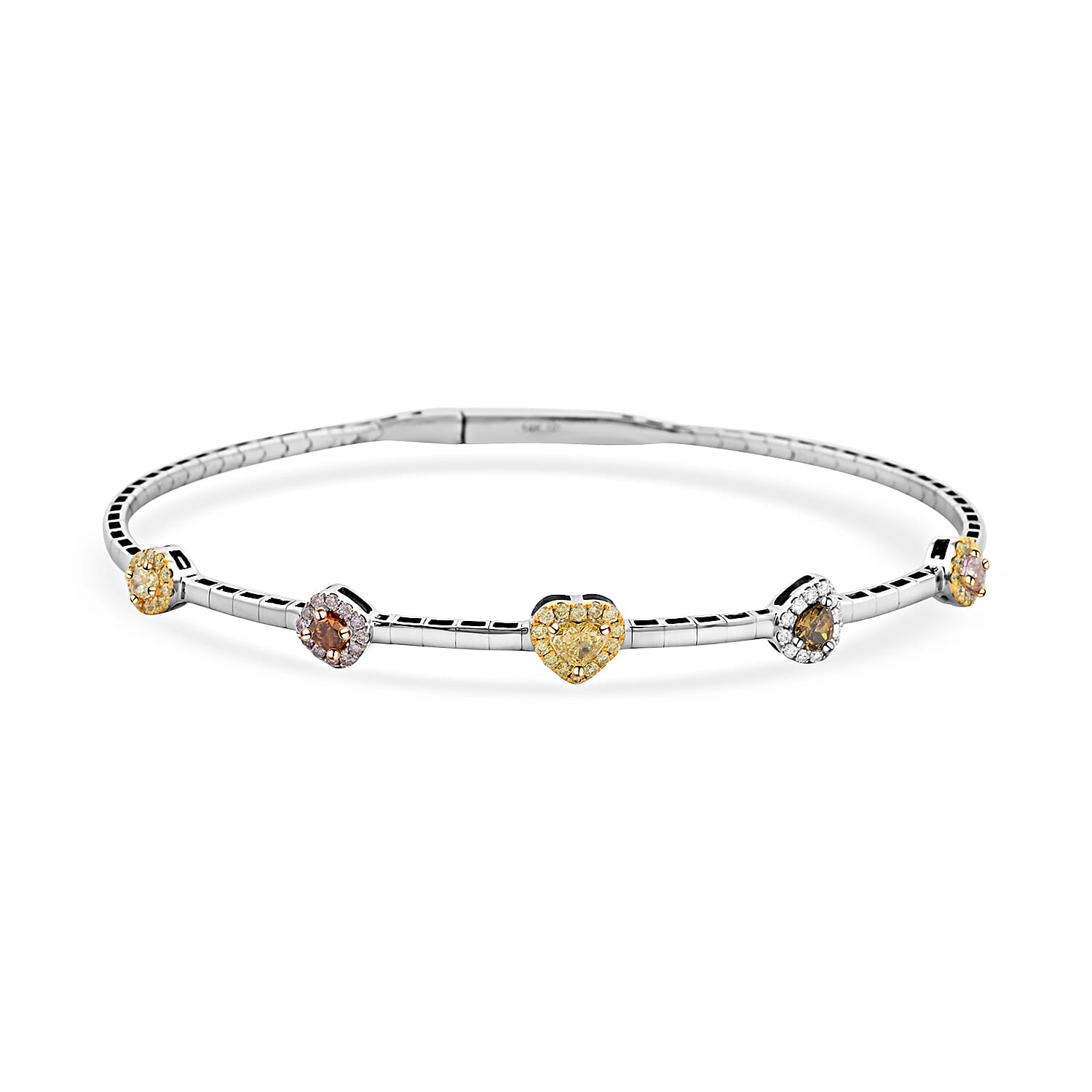 Modani Closeout 14K White Gold Multi Diamond (SI-SI2) Bangle Bracelet (7.50 in) Metal Weight (6.80 g) Including Titanium Spring weight 0.60 g 0.95 ctw