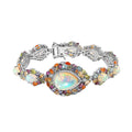 D'Joy Ethiopian Welo Opal and Multi Gemstone 30.00 ctw Plum Blossom Bracelet in Platinum Over Sterling Silver (7.25 In) - Sticky add to cart bar
