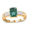 Luxoro 14K Yellow Gold AAAA Kagem Zambian Emerald and G-H SI Diamond Ring (Size 6.0) 1.85 - Sticky add to cart bar